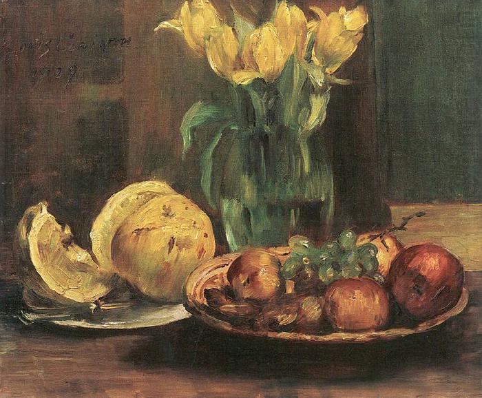 Stillleben mit gelben Tulpen, apfeln und Grapefruit, Lovis Corinth